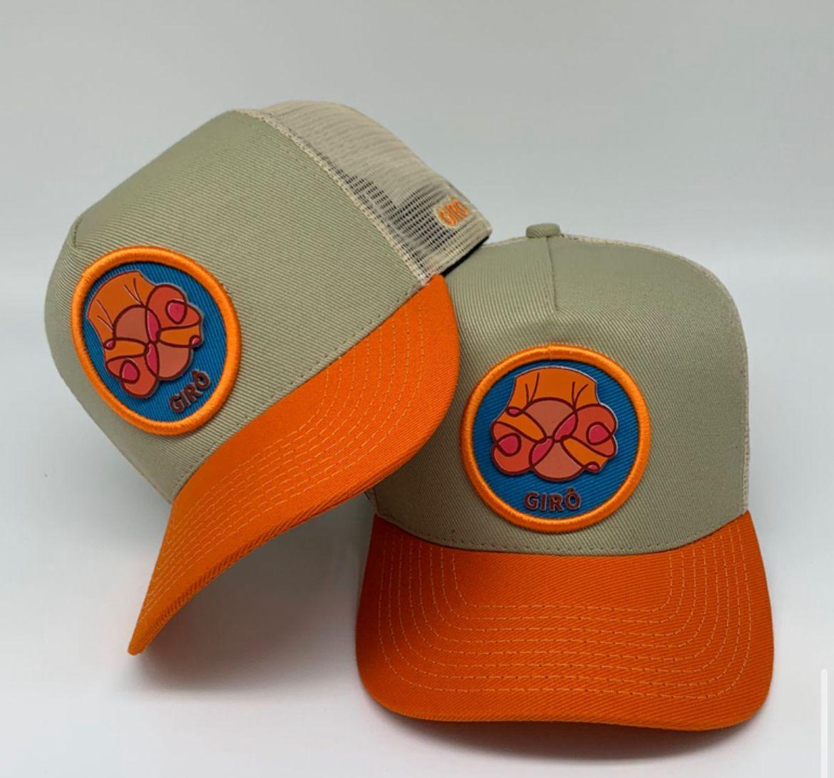 Boné Trucker Girô — Bege & Laranja